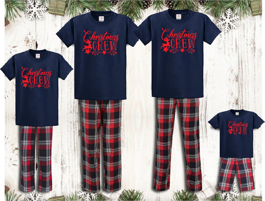 Navy Family Matching Christmas Crew Pyjamas