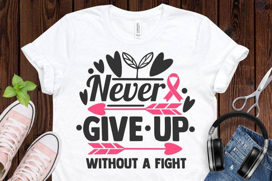 Never Give Up Breast Cancer Awareness T-shirt