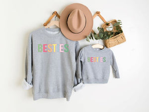 Pastel Besties Matching Mummy and Child Grey Sweatshirts