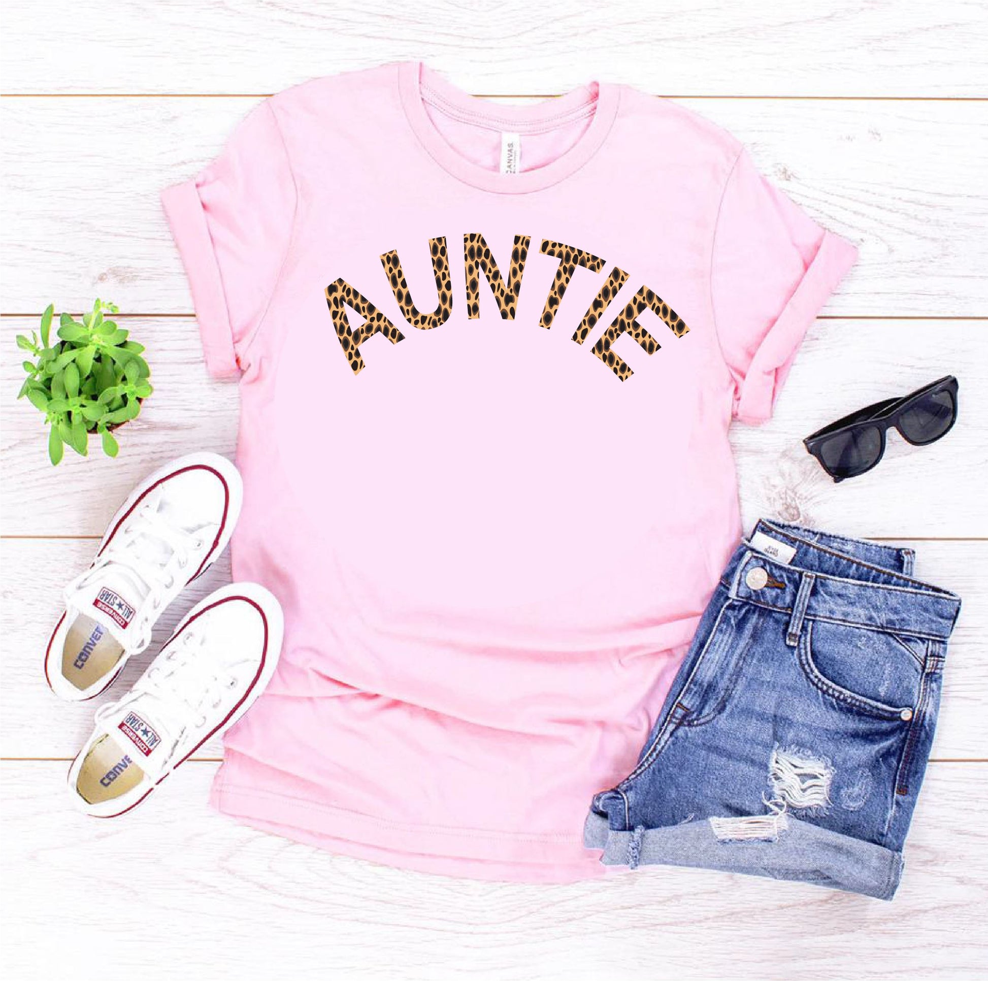 Personalised Animal Print Auntie T-shirt