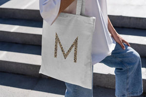 Personalised Animal Print Initial Tote Bag