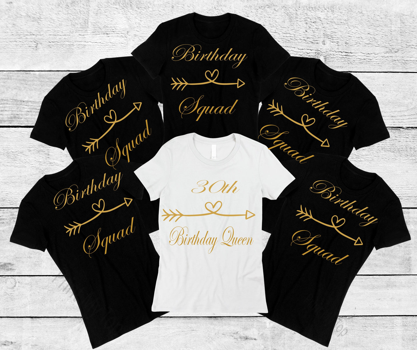 Personalised Birthday Squad and Queen T-shirts