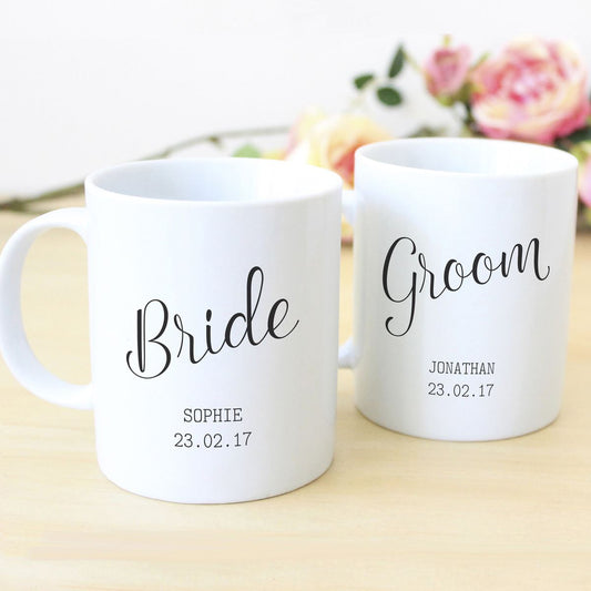 Personalised Bride and Groom Mugs