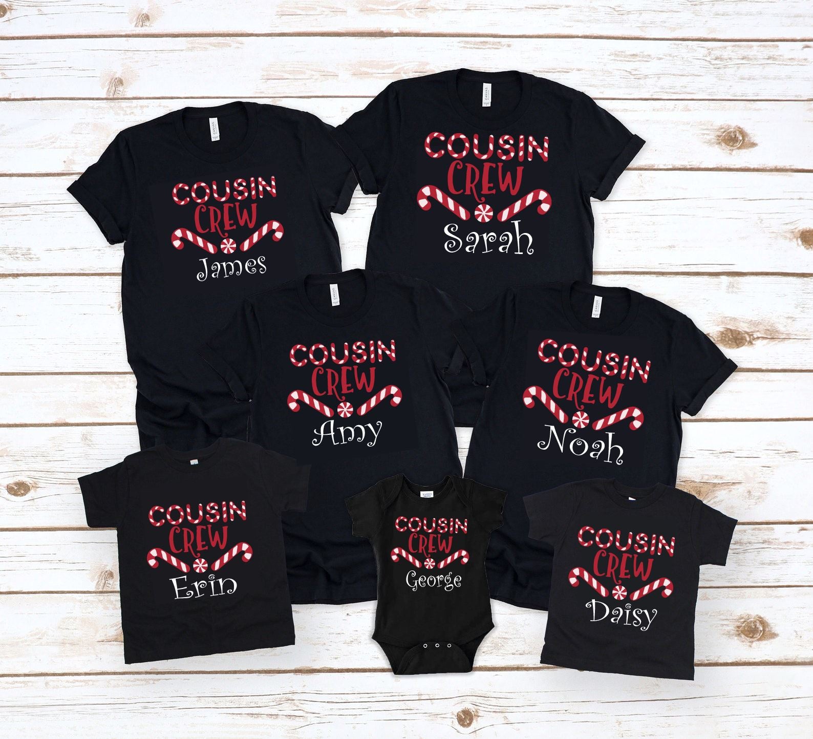 Personalised Christmas Cousin Crew T-shirts