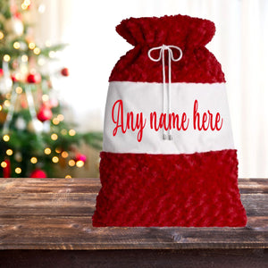 Personalised Christmas Red Plush Fluffy Gift Sack