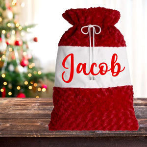 Personalised Christmas Red Plush Fluffy Gift Sack
