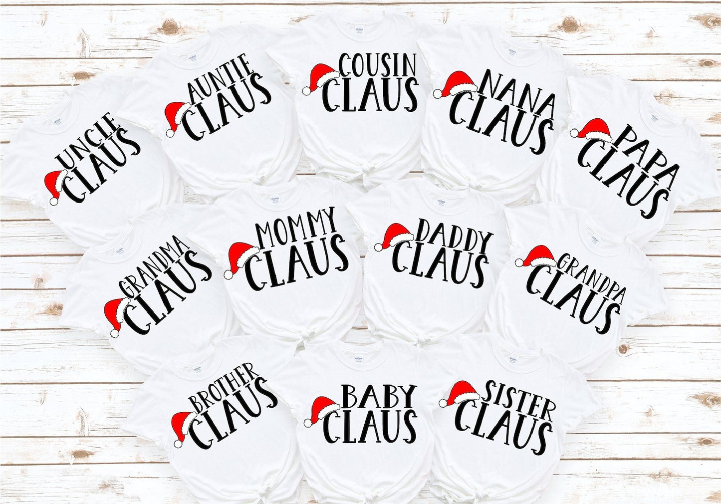 Personalised Family Claus Christmas T-shirts