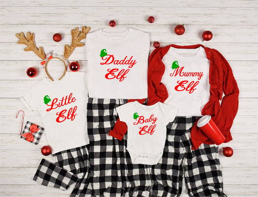 Personalised Family Elf Christmas T-shirts