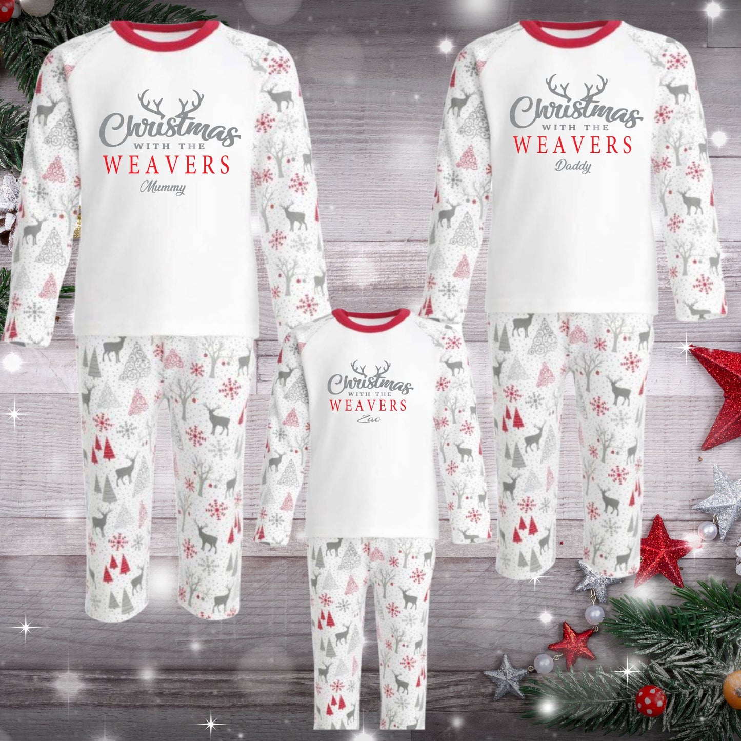 Personalised Family Matching Christmas Pyjamas
