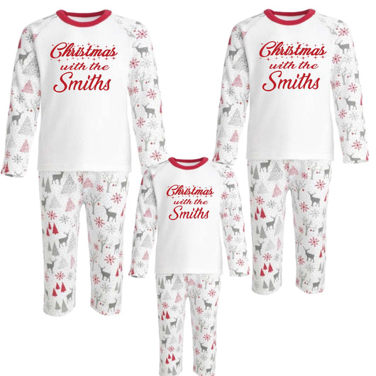 Personalised Family Matching Christmas Red Pyjamas
