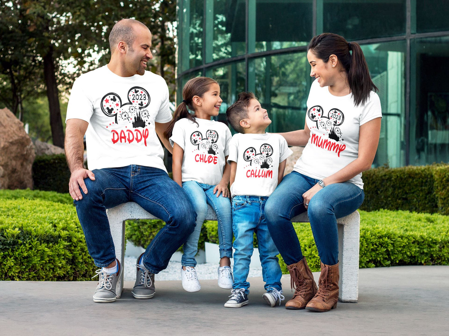 Personalised Family Matching Holiday Mouse T-shirts