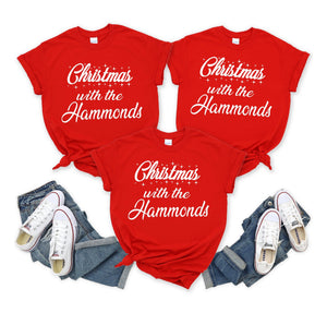 Personalised Family Surname Christmas Red T-shirts