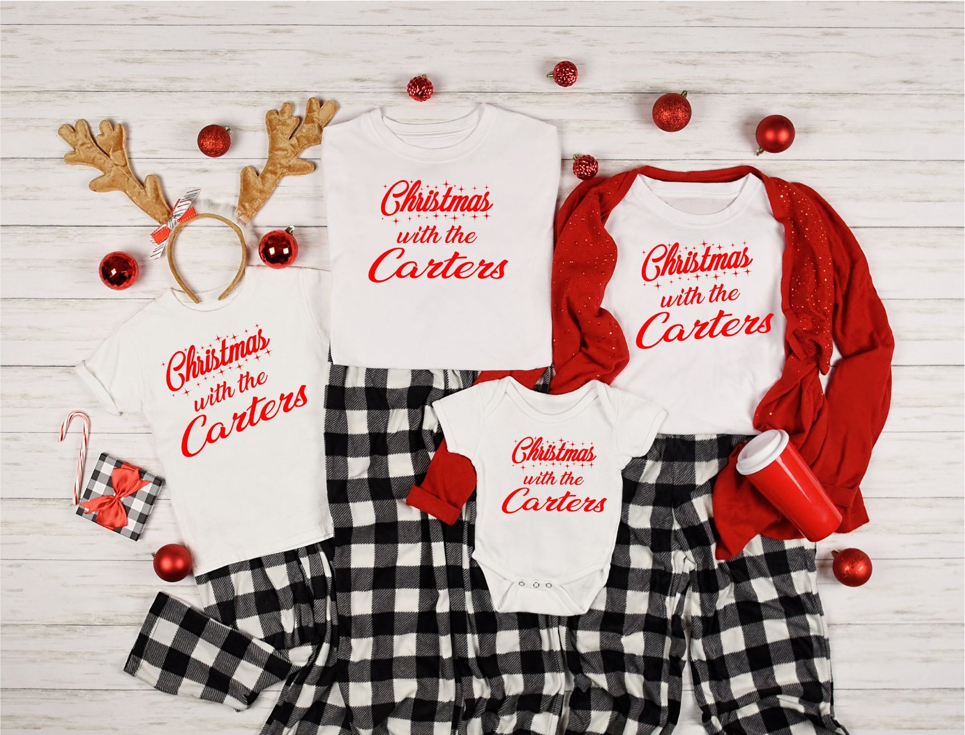 Personalised Family Surname Christmas T-shirts