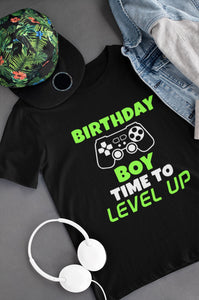 Personalised Kids Birthday Age Level Up Gaming T-Shirts