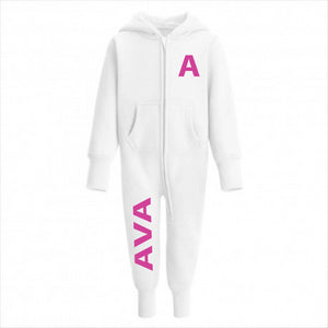 Personalised Kids Loungewear Onesie With Initial and Name on Front