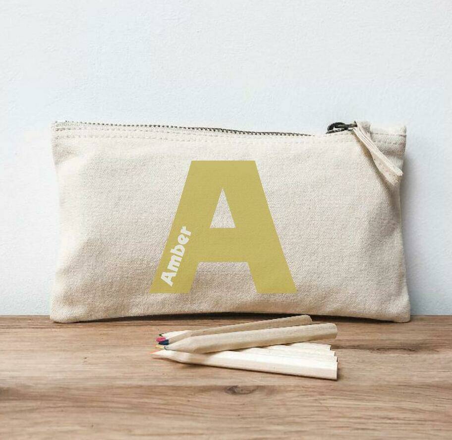 Personalised Pencil Case With Initial and Name