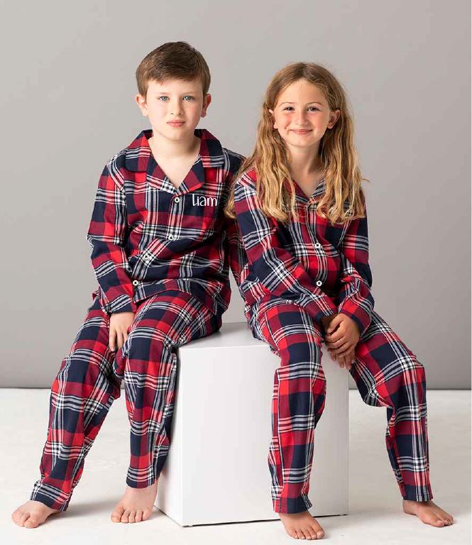 Personalised Red Tartan Family Matching Pyjama Set