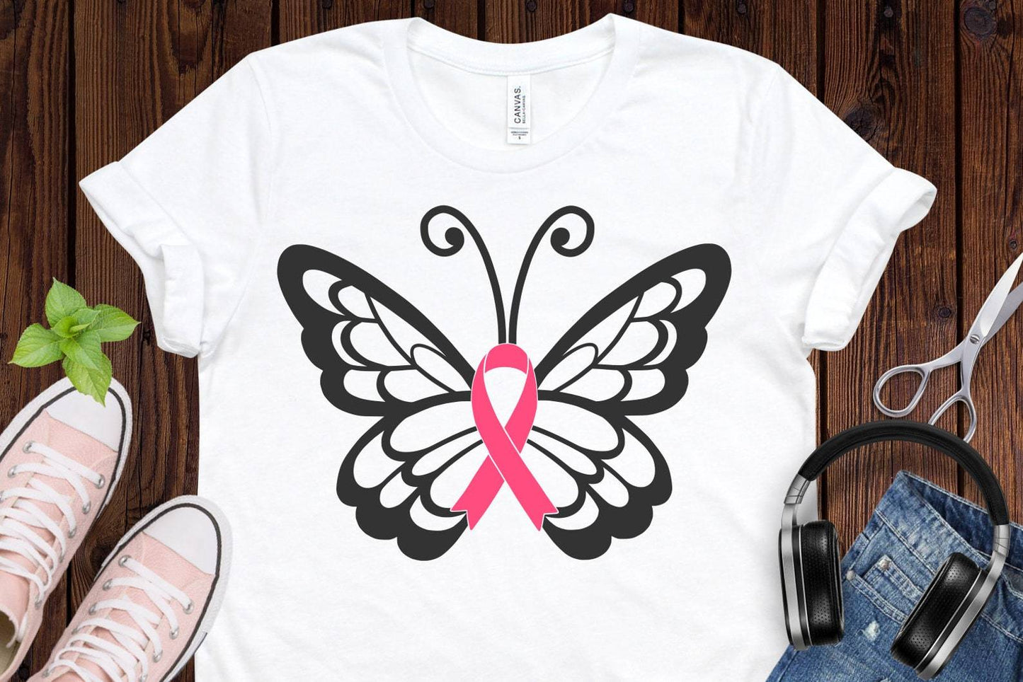 Pink Ribbon Butterfly Breast Cancer Awareness T-shirt
