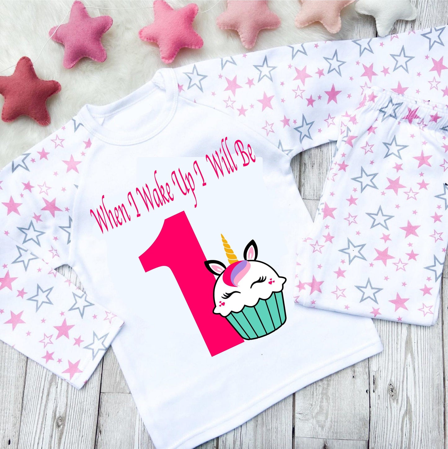 Pink Unicorn Cupcake Birthday Pyjamas