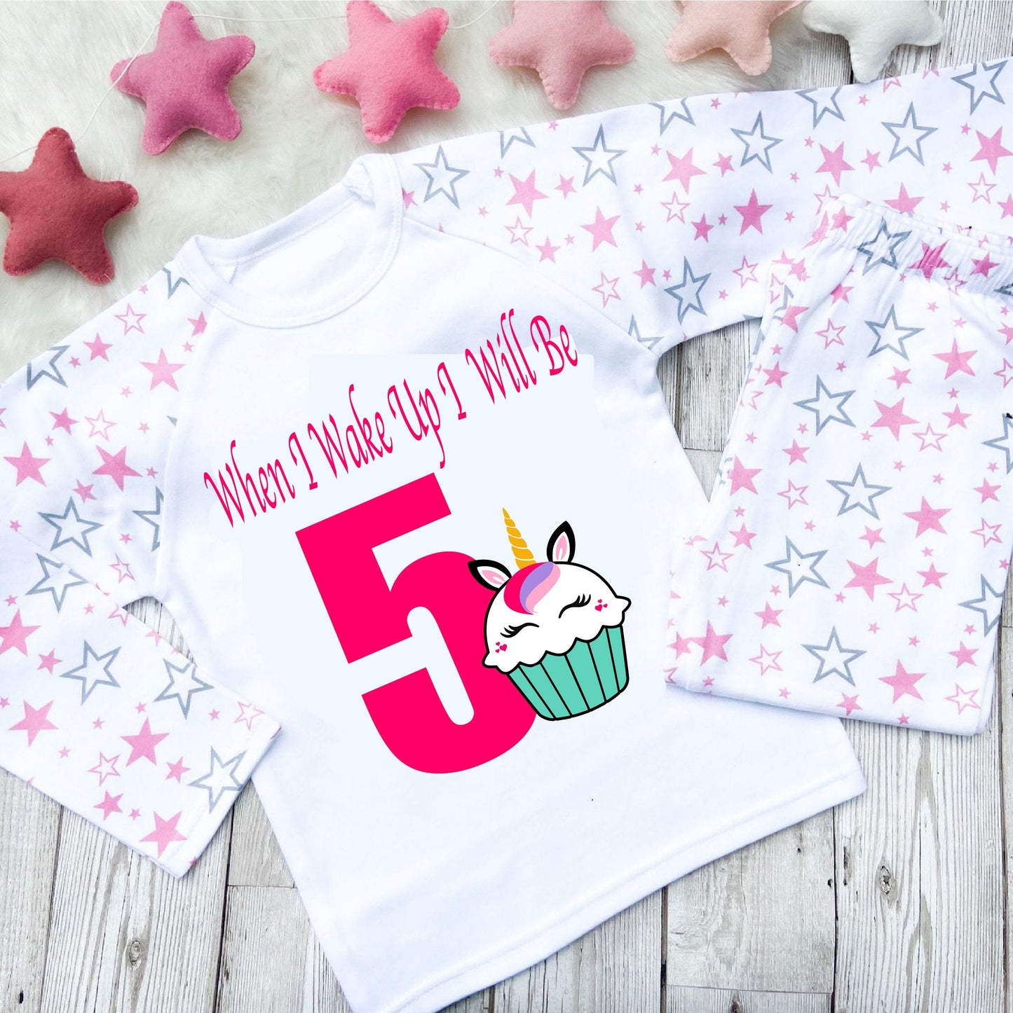 Pink Unicorn Cupcake Birthday Pyjamas