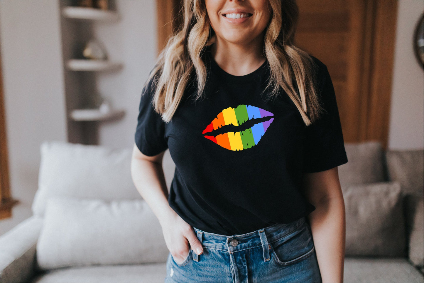 Rainbow Kiss Lips Pride T-shirt