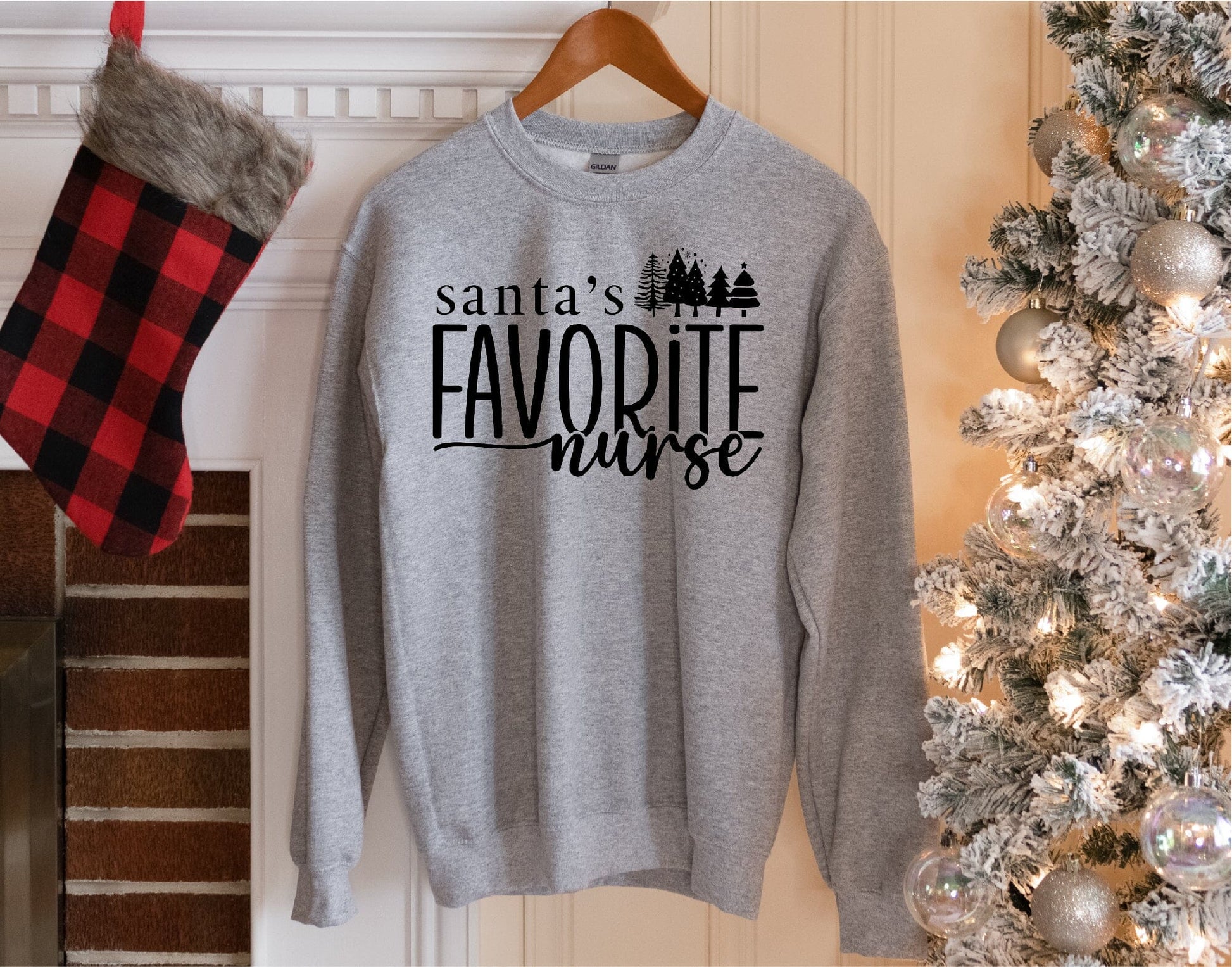 Santas Favourite Nurse Sweatshirt Adult Small (10-12) Sand