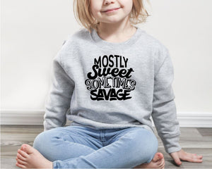 Sweet But Savage Kids Slogan Sweatshirt