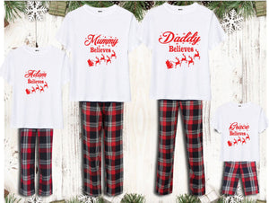 White Family Matching Christmas Personalised Tartan Pyjamas